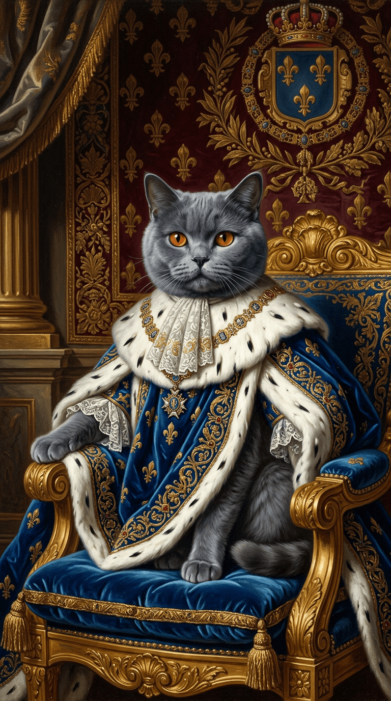 Portrait Chartreux en style Roi de Versailles