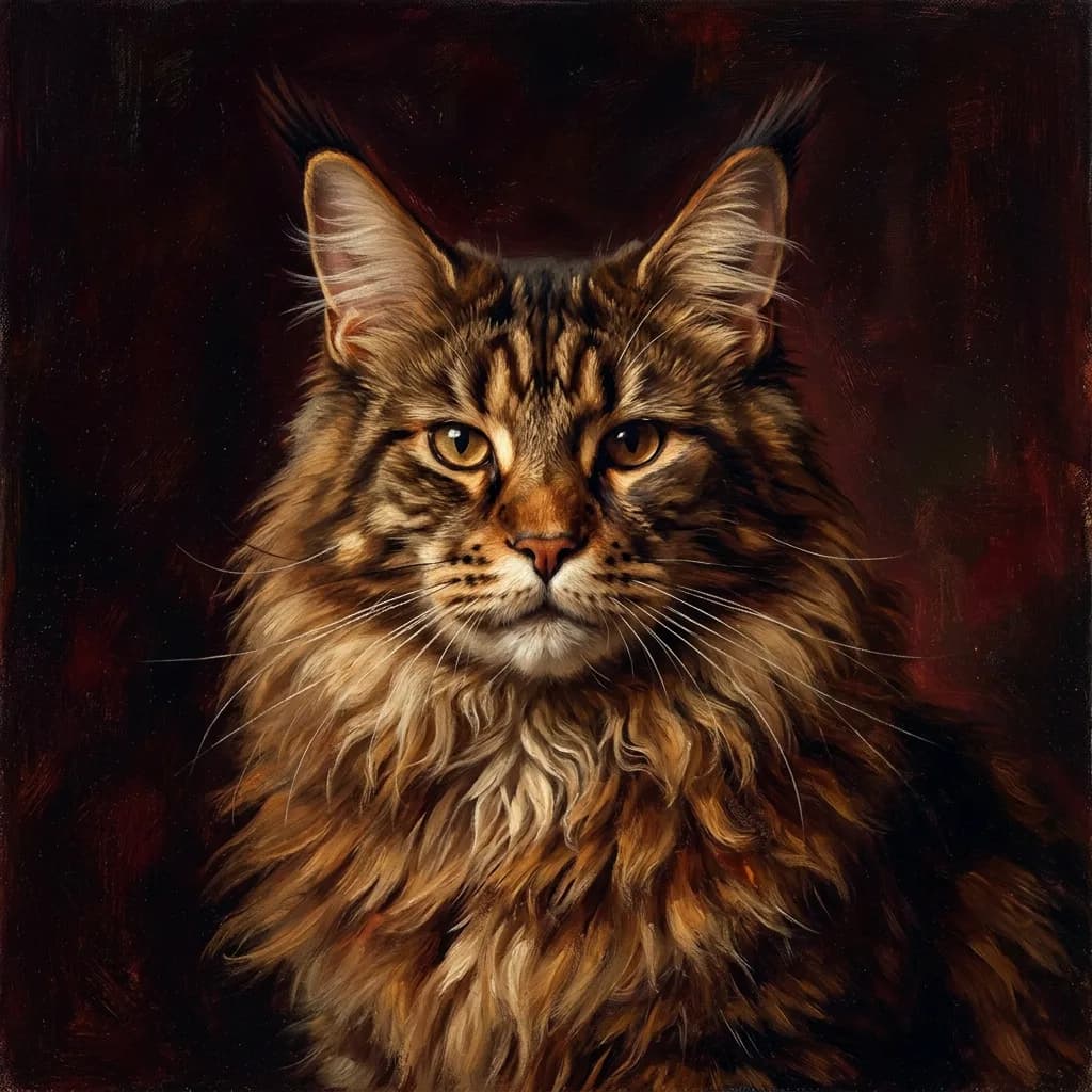 Portrait Maine Coon en style Roi de Versailles