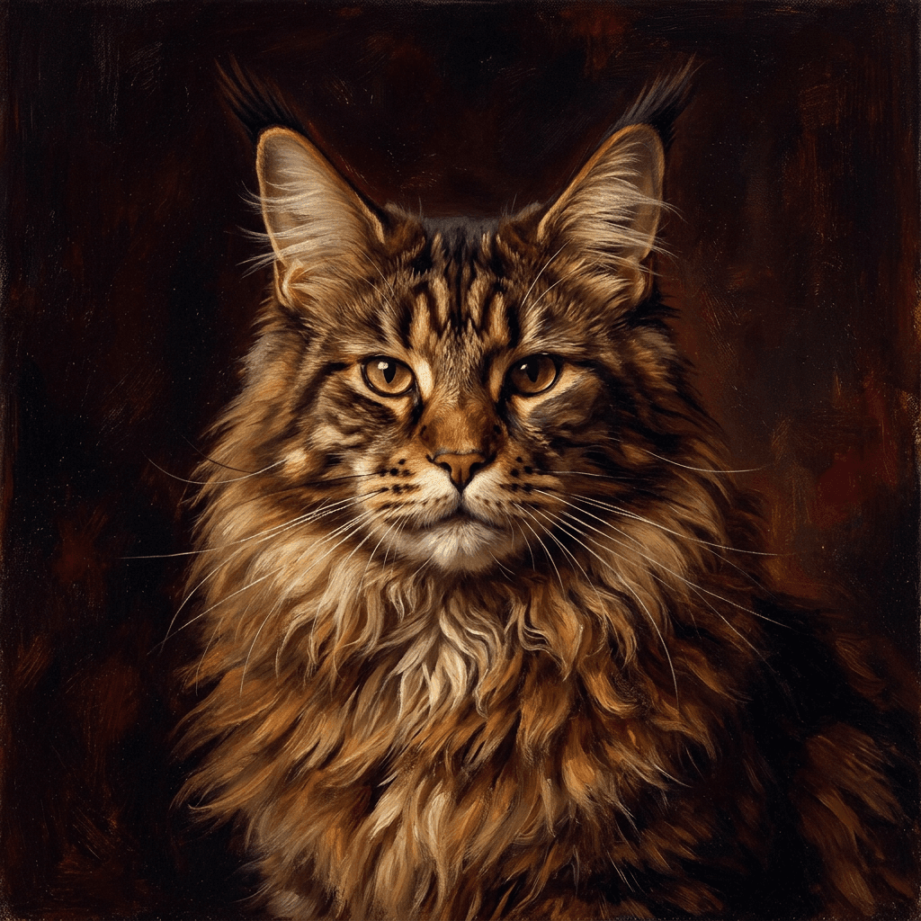 Portrait Maine Coon en style Portrait Renaissance