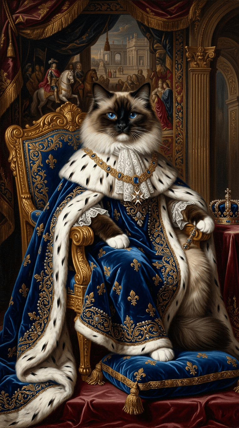 Portrait Ragdoll en style Roi de Versailles