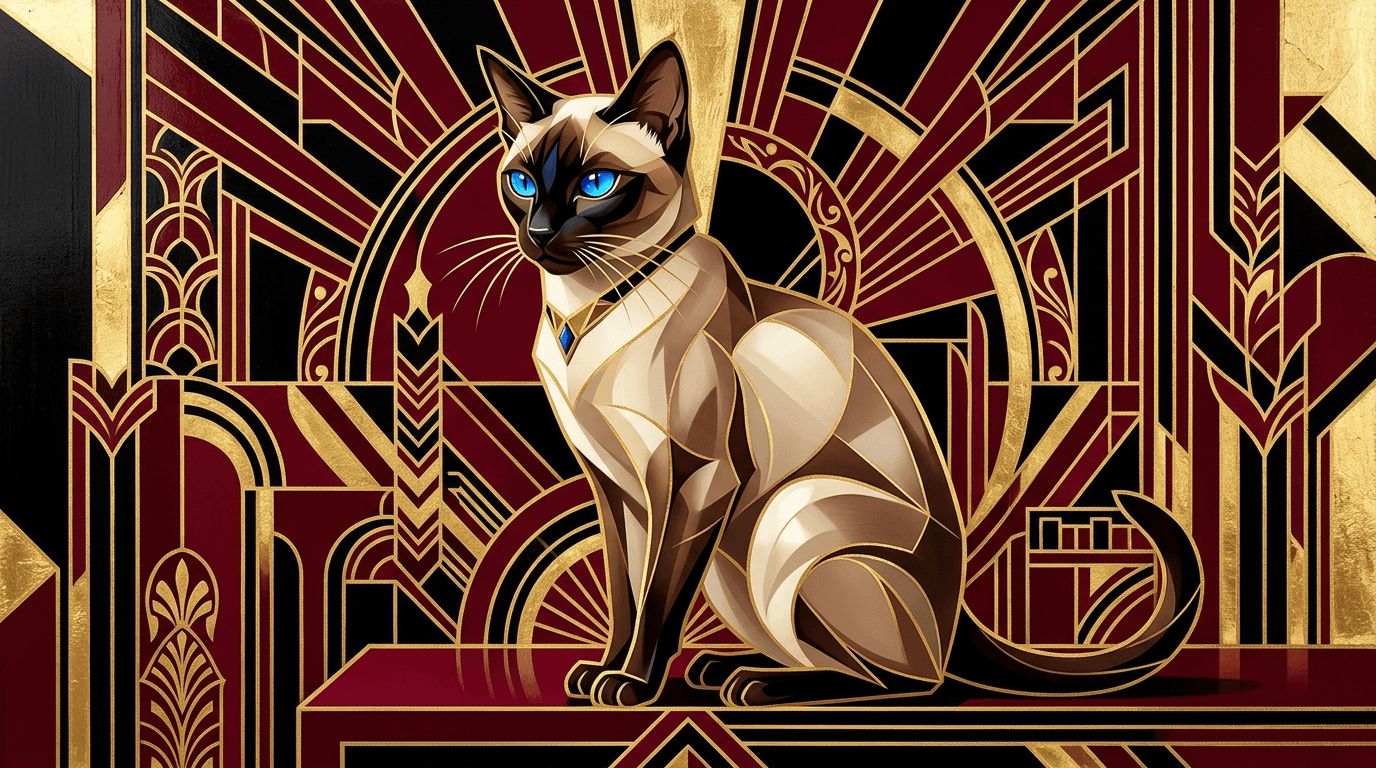 Portrait Siamois en style Art Déco