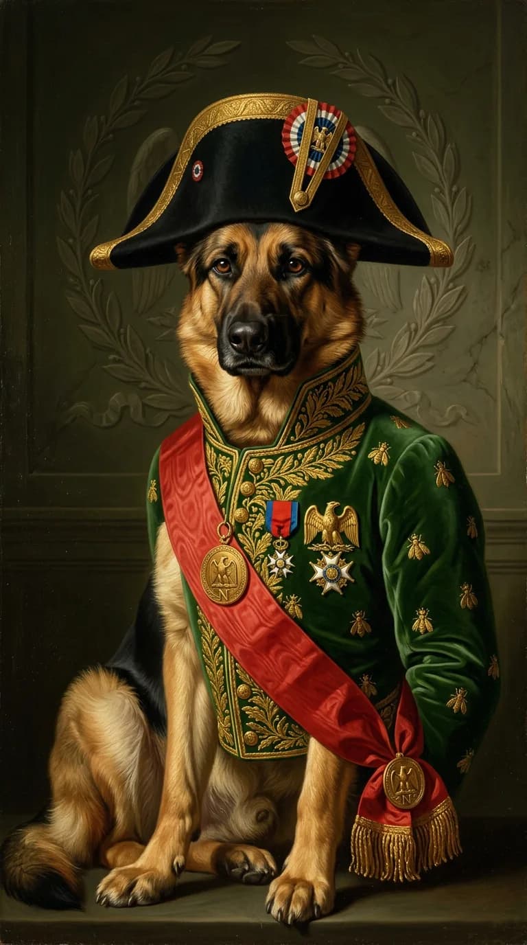 Portrait Berger Allemand en style Empereur Napoléon