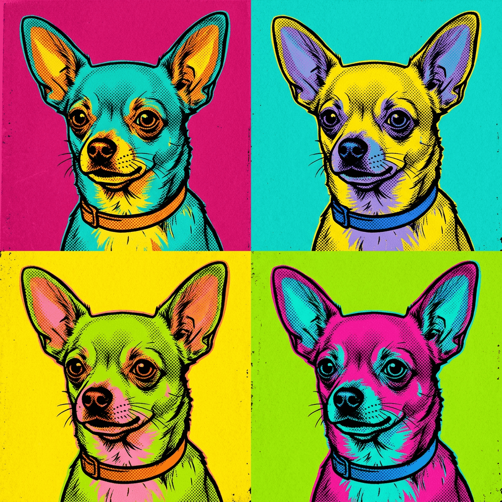 Portrait Chihuahua en style Pop Art