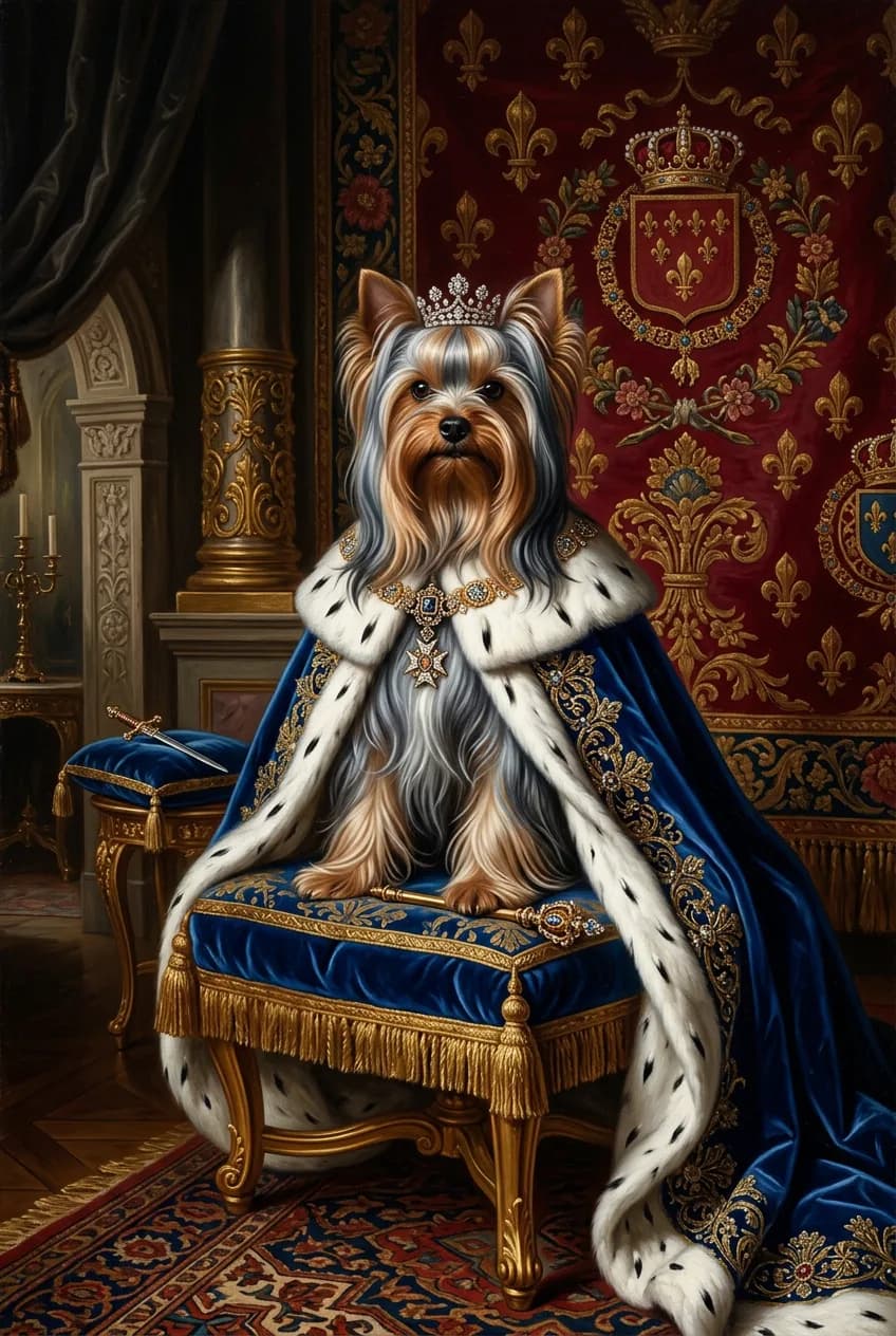 Portrait Yorkshire Terrier en style Roi de Versailles