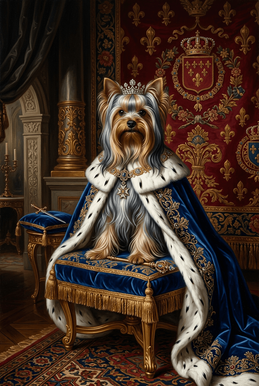 Portrait Yorkshire Terrier en style Roi de Versailles