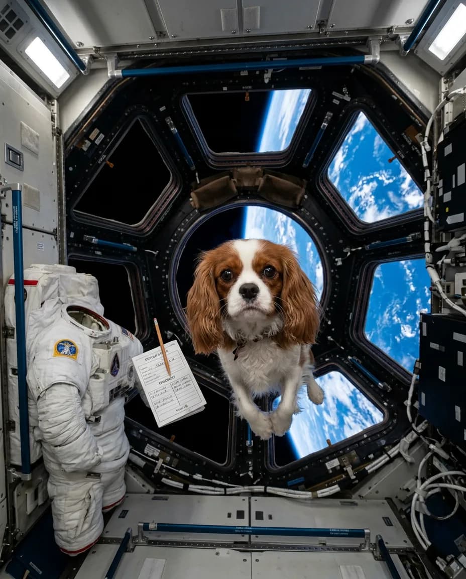 Portrait Astronaute à bord de l'ISS d'un chien