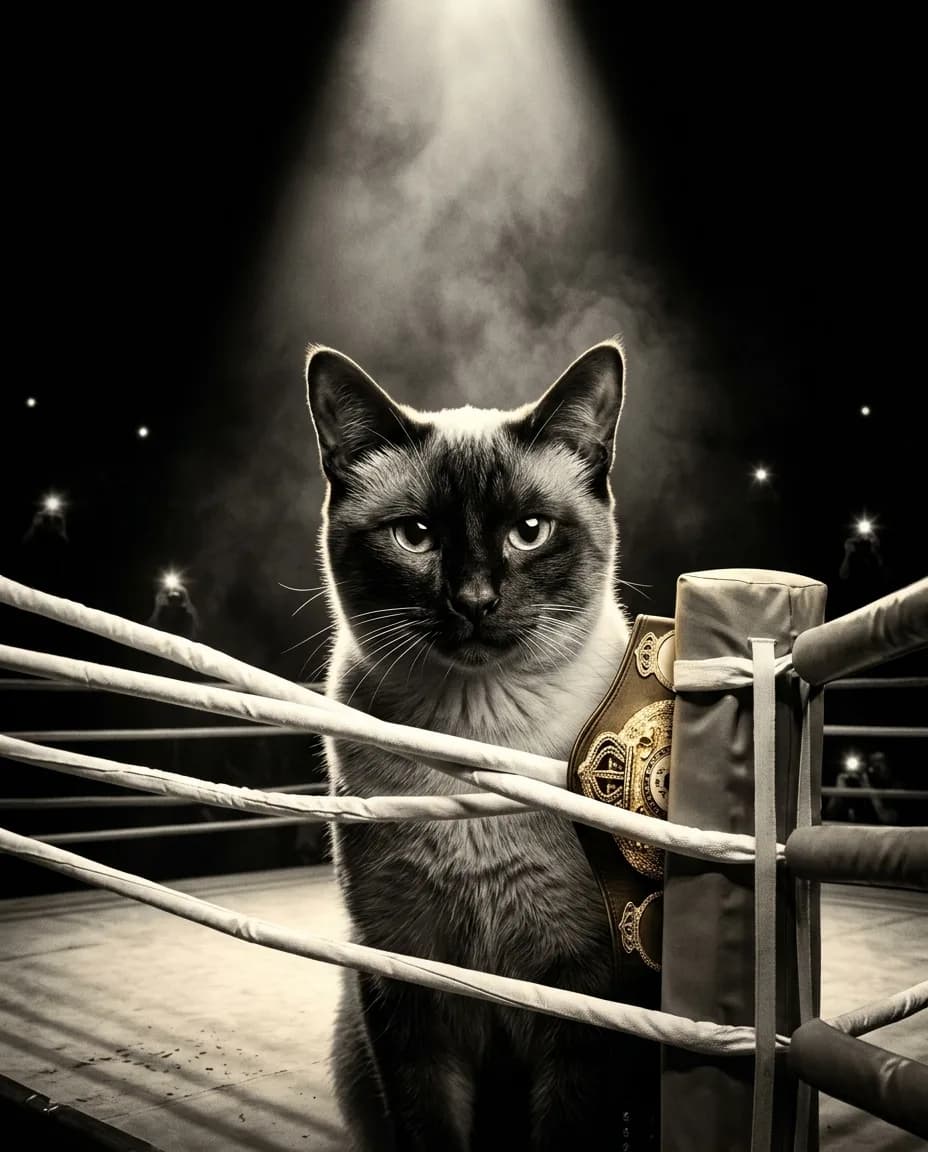 Chat Boxeur champion