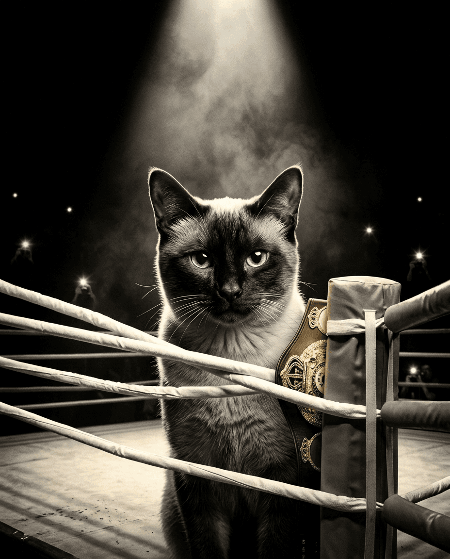 Chat Boxeur champion