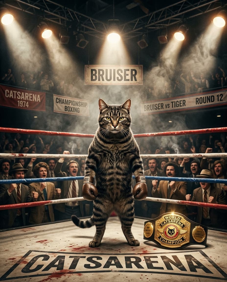 Chat Boxeur champion