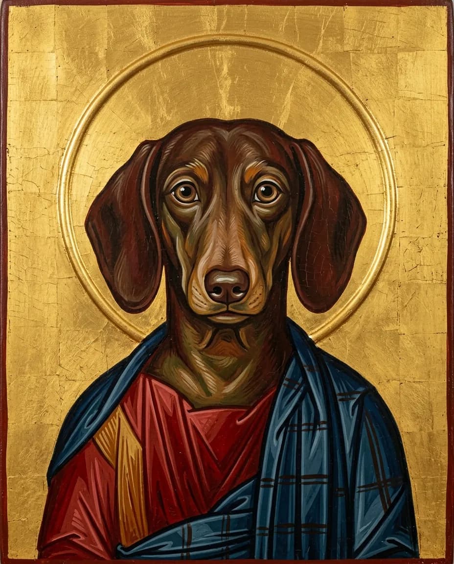 Portrait Icône byzantine d'un chien