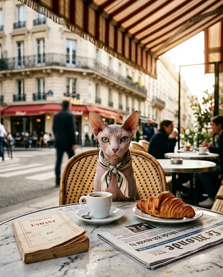 Chat Café parisien intime