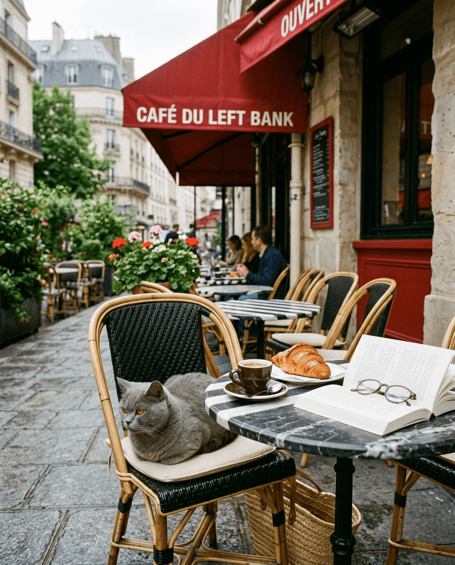 Chat Cafe parisien intime