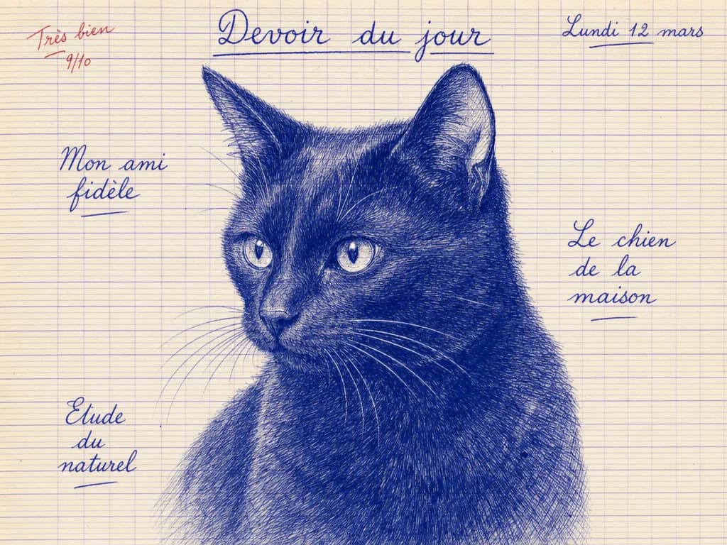 Chat Cahier d'écolier