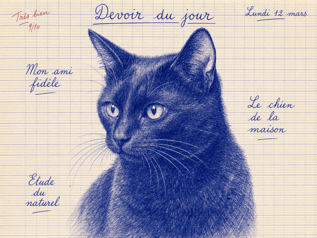 Chat Cahier d'ecolier