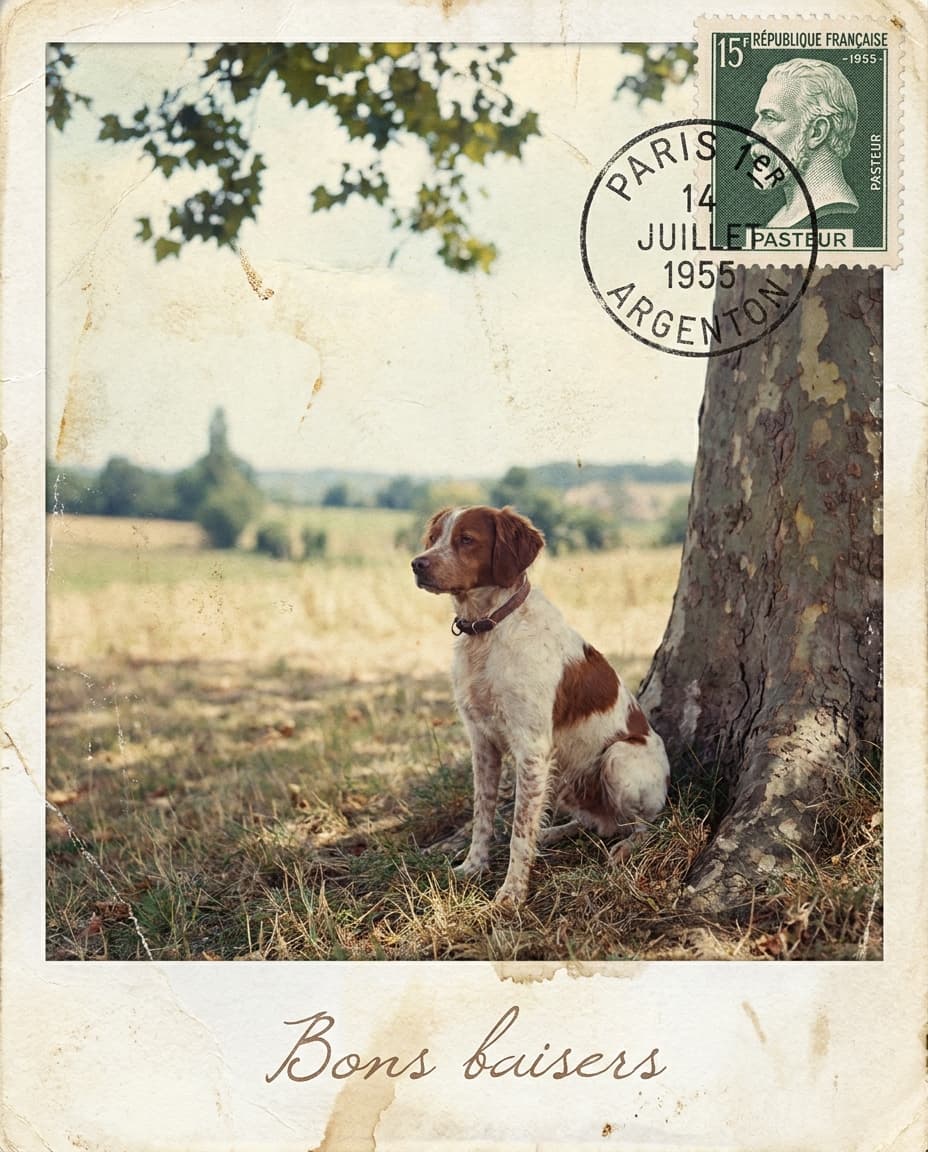 Portrait Carte postale vintage d'un chien