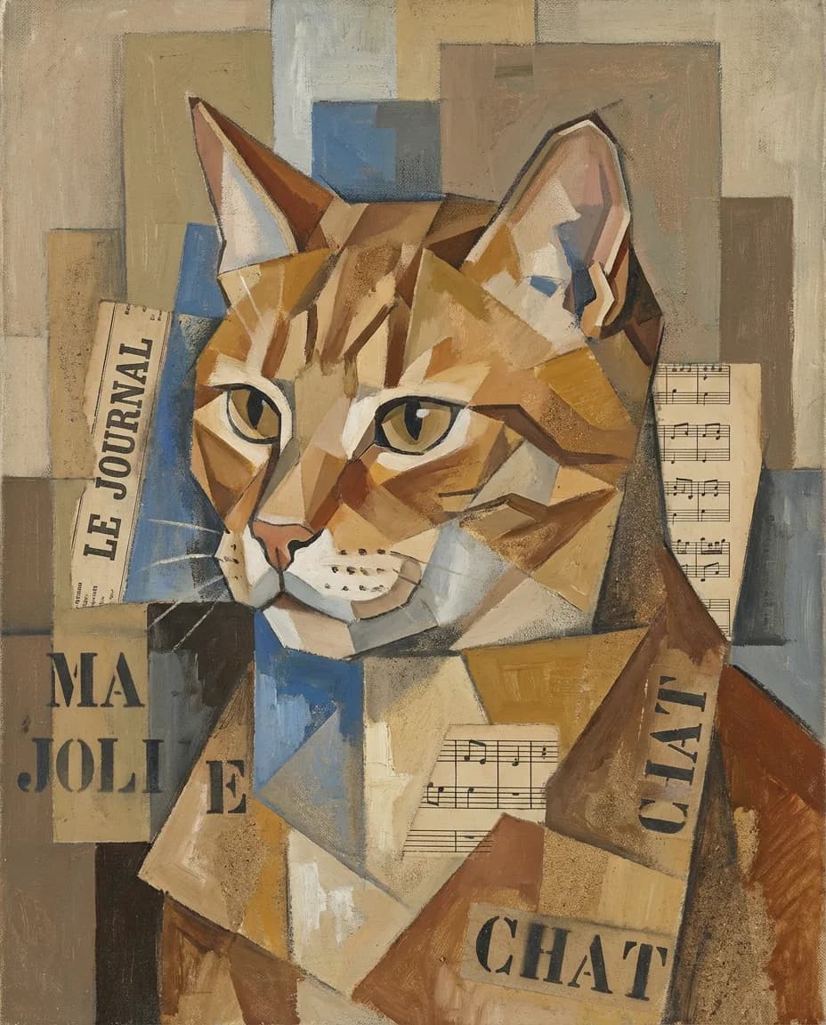 Portrait Cubisme synthétique d'un chat