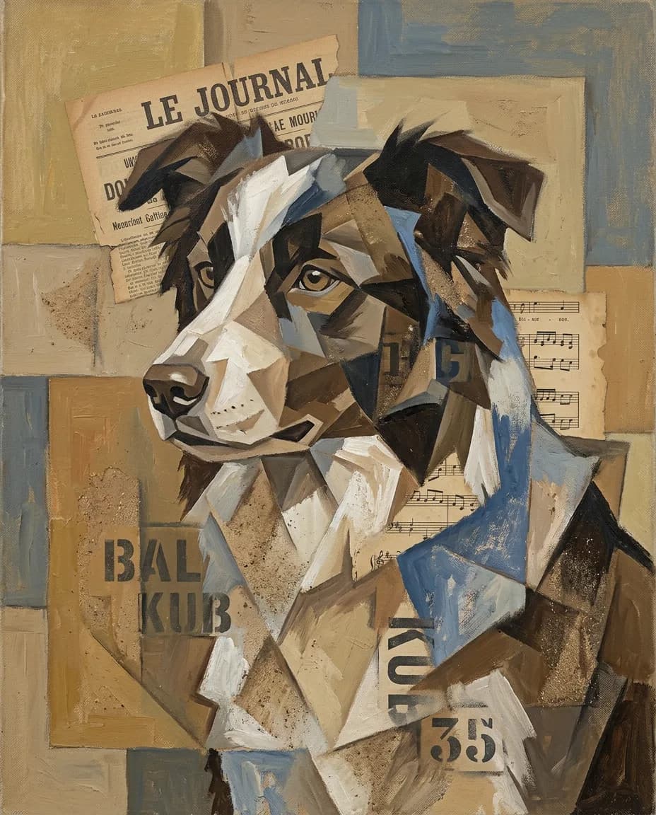 Portrait Cubisme synthétique d'un chien