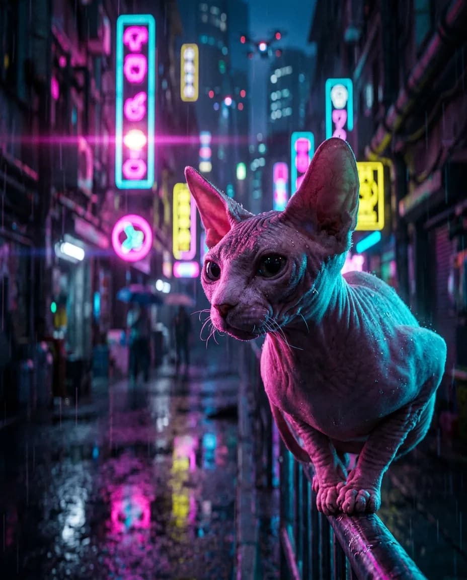 Chat Cyberpunk néon