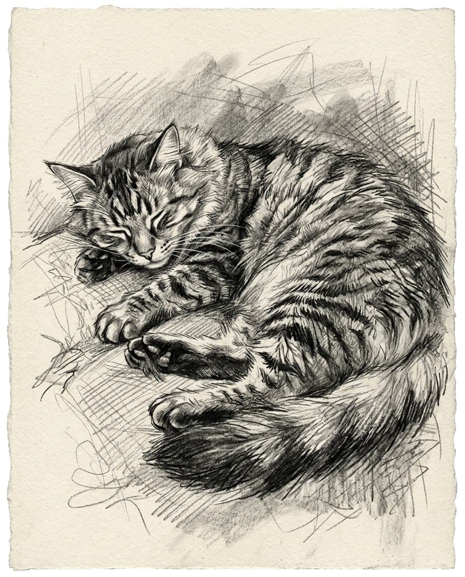 Chat Croquis au crayon
