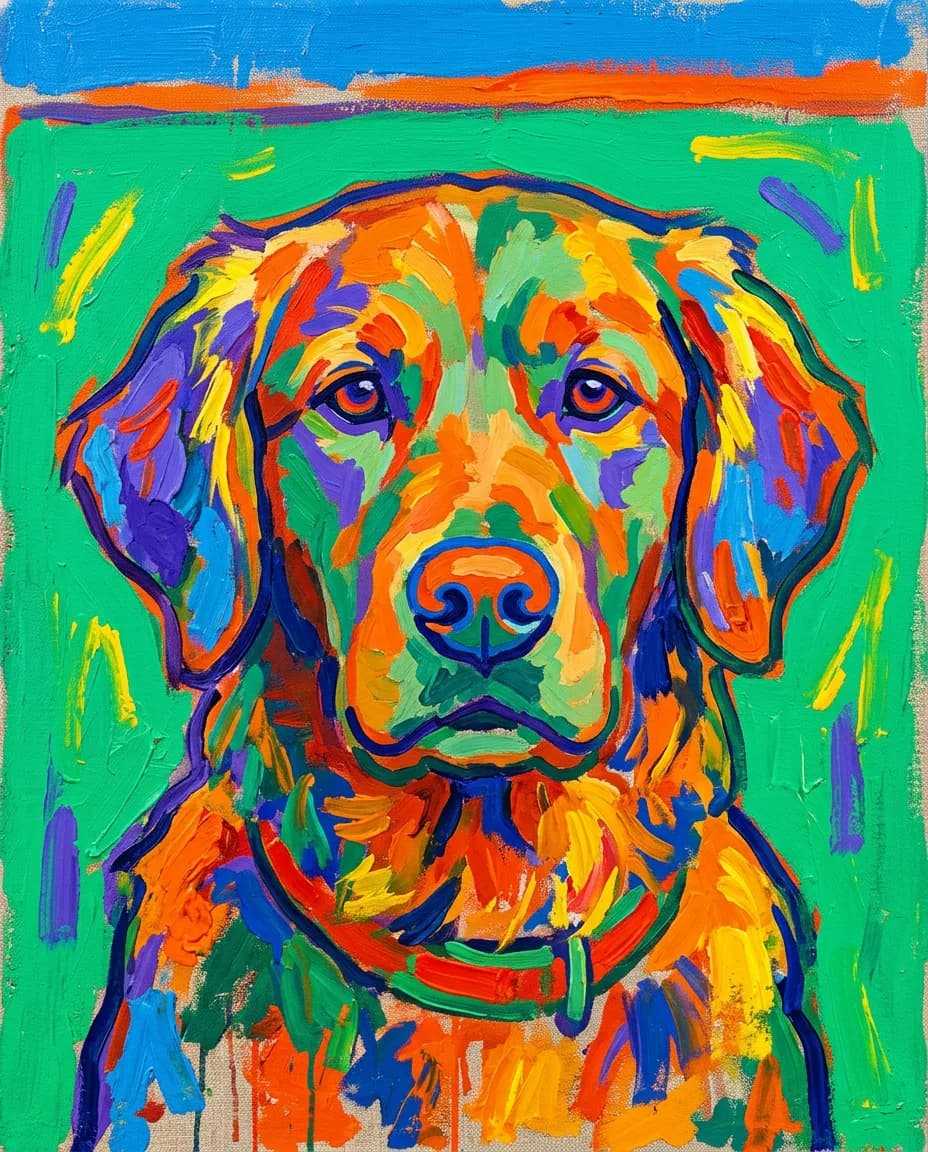 Portrait Fauvisme d'un chien