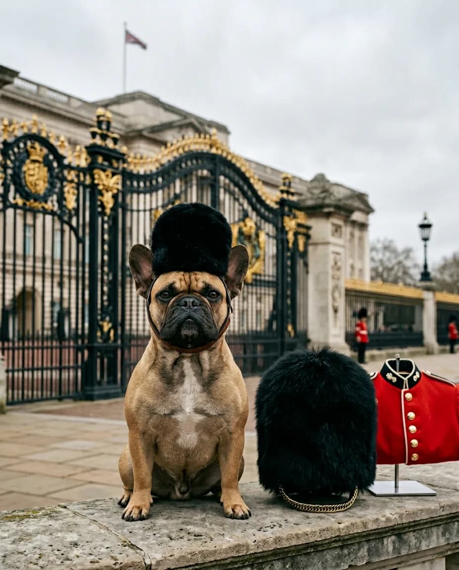Portrait Garde royale de Londres d'un chien