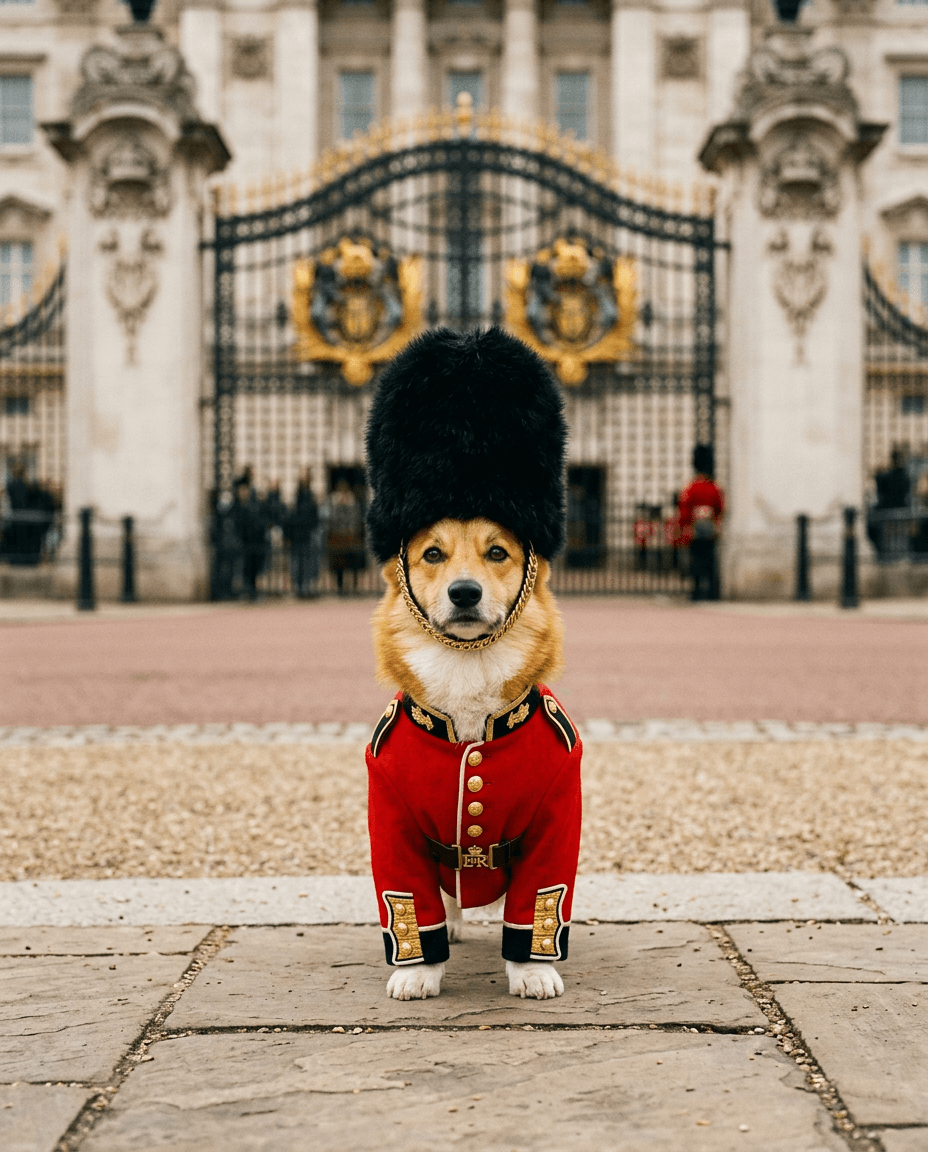 Portrait Garde royale de Londres d'un chien