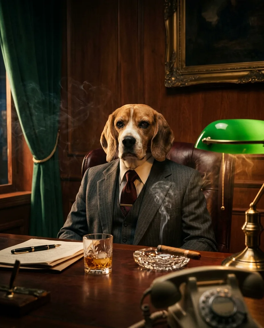 Portrait Boss de la mafia d'un chien
