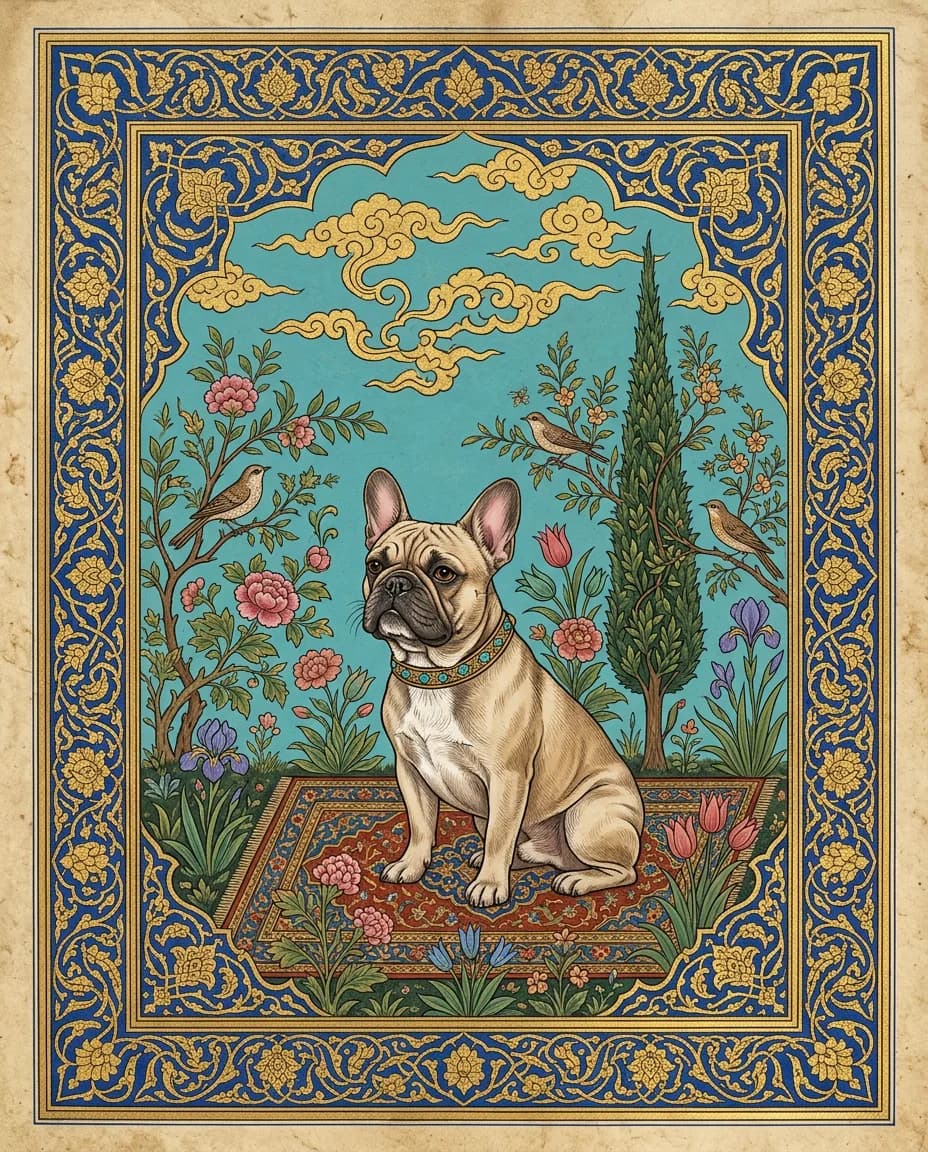 Portrait Miniature persane d'un chien