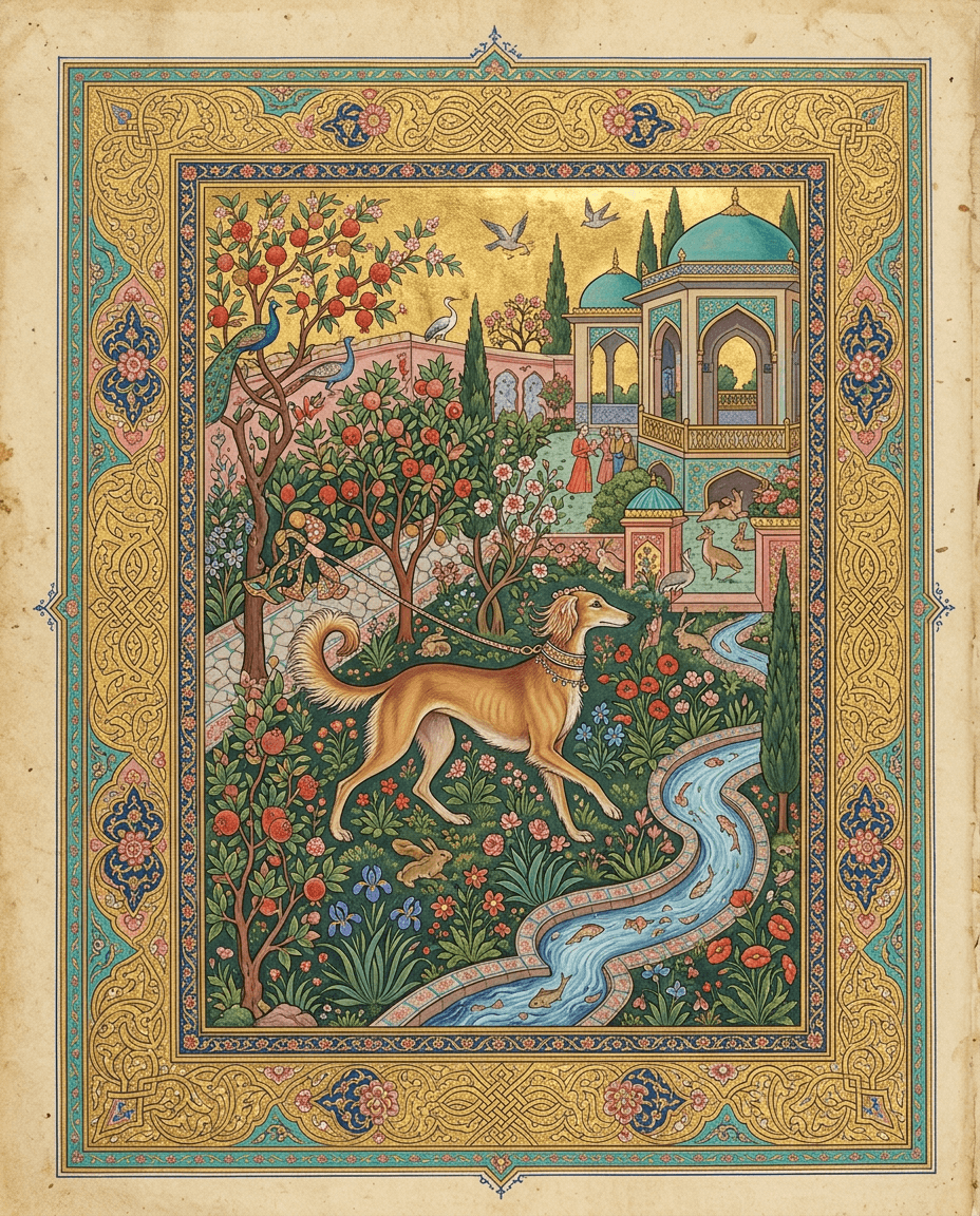 Portrait Miniature persane d'un chien