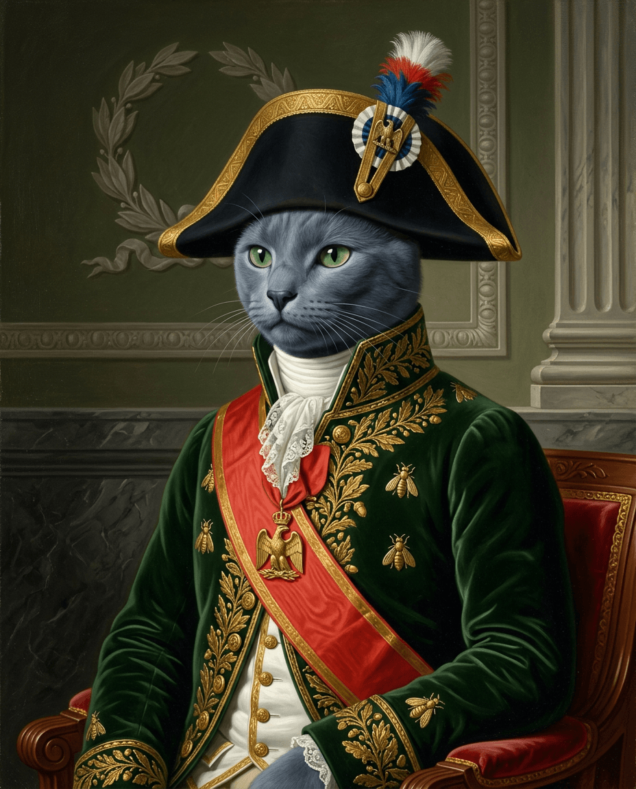 Portrait Empereur Napoléon d'un chat