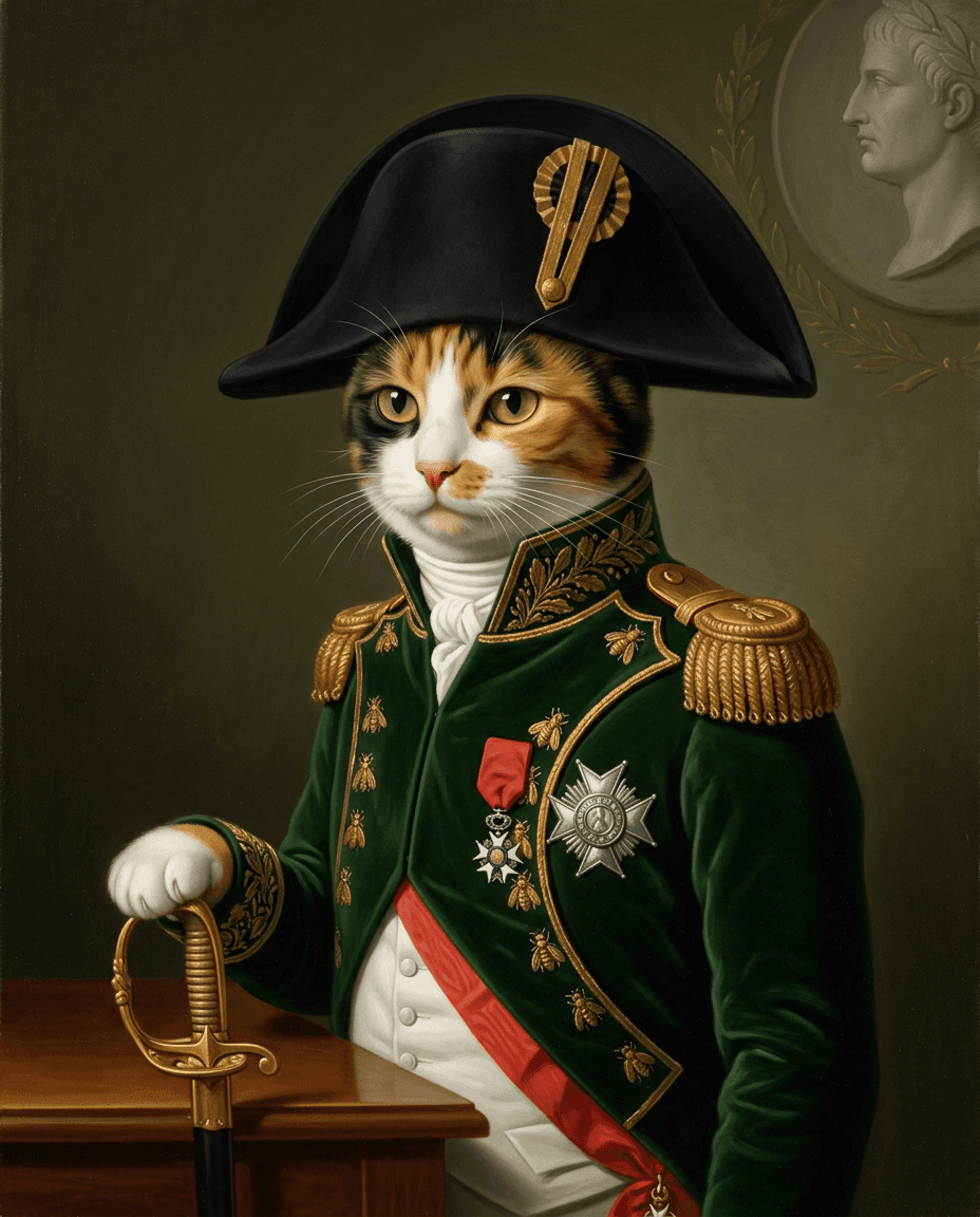 Portrait Empereur Napoléon d'un chat