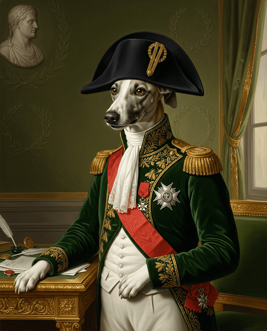 Portrait Rottweiler en style Empereur Napoléon