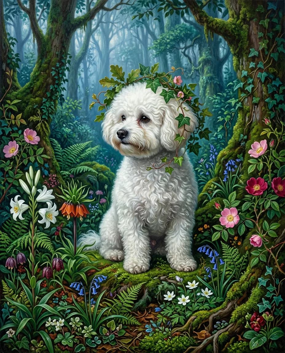 Portrait Préraphaélite d'un chien