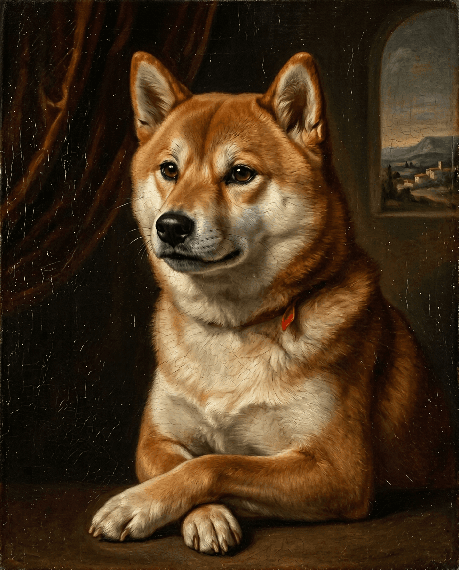 Portrait Renaissance d'un Labrador chocolat, exemple de notre catalogue chien