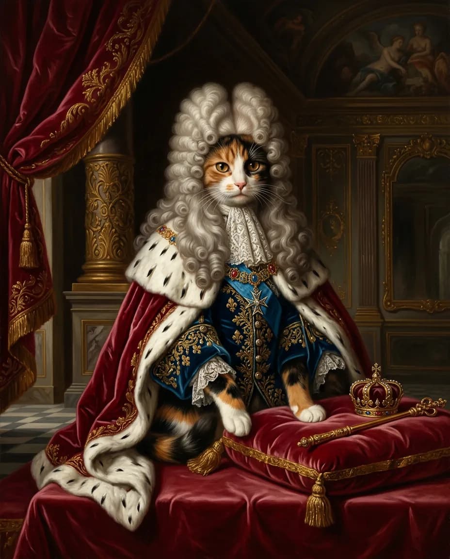 Portrait Roi de Versailles d'un chat