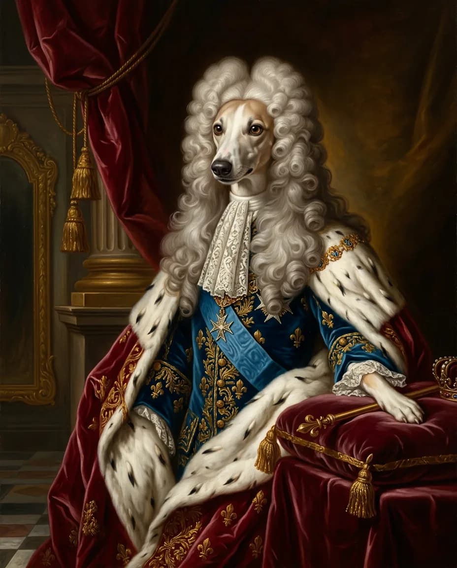 Portrait Roi de Versailles d'un chien
