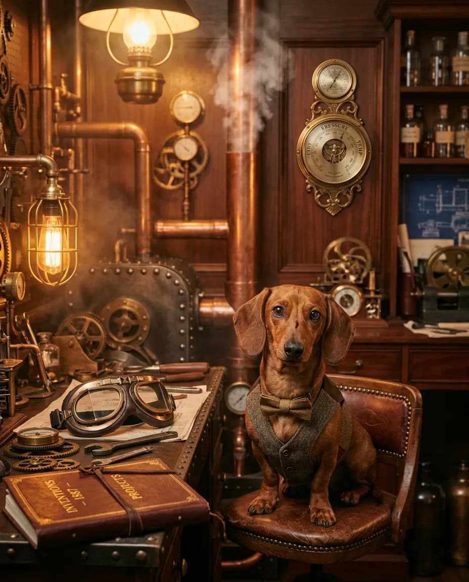 Portrait Steampunk victorien d'un chien