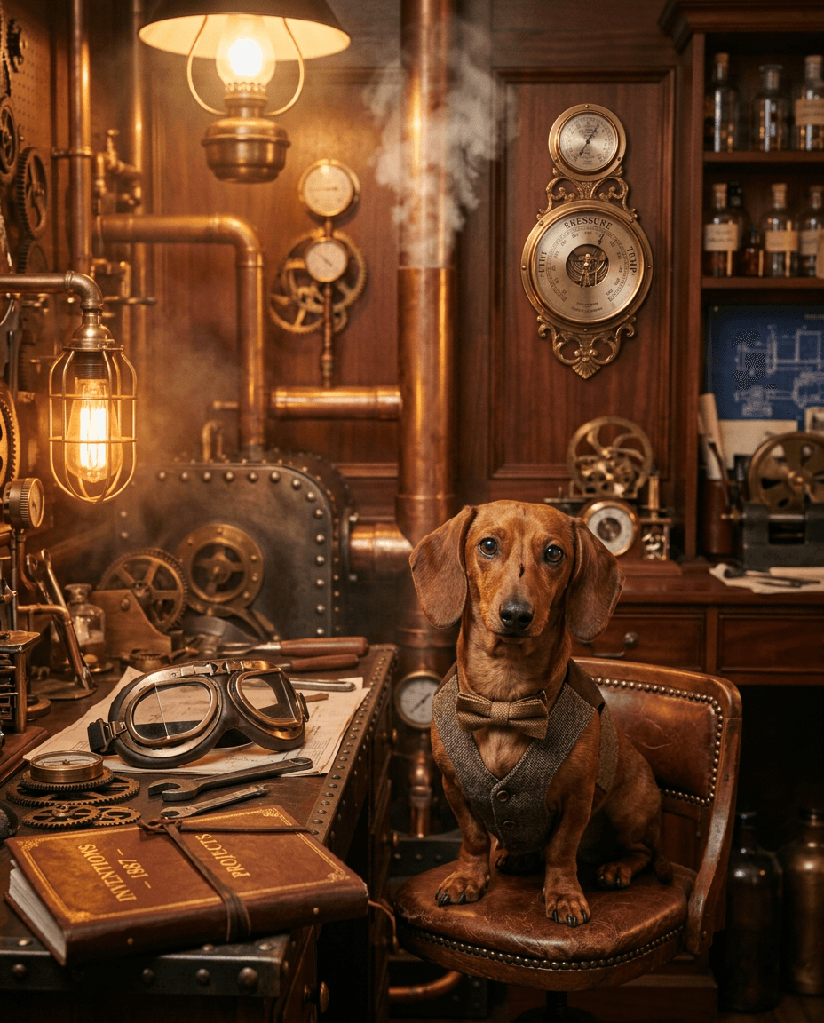 Portrait Steampunk victorien d'un chien