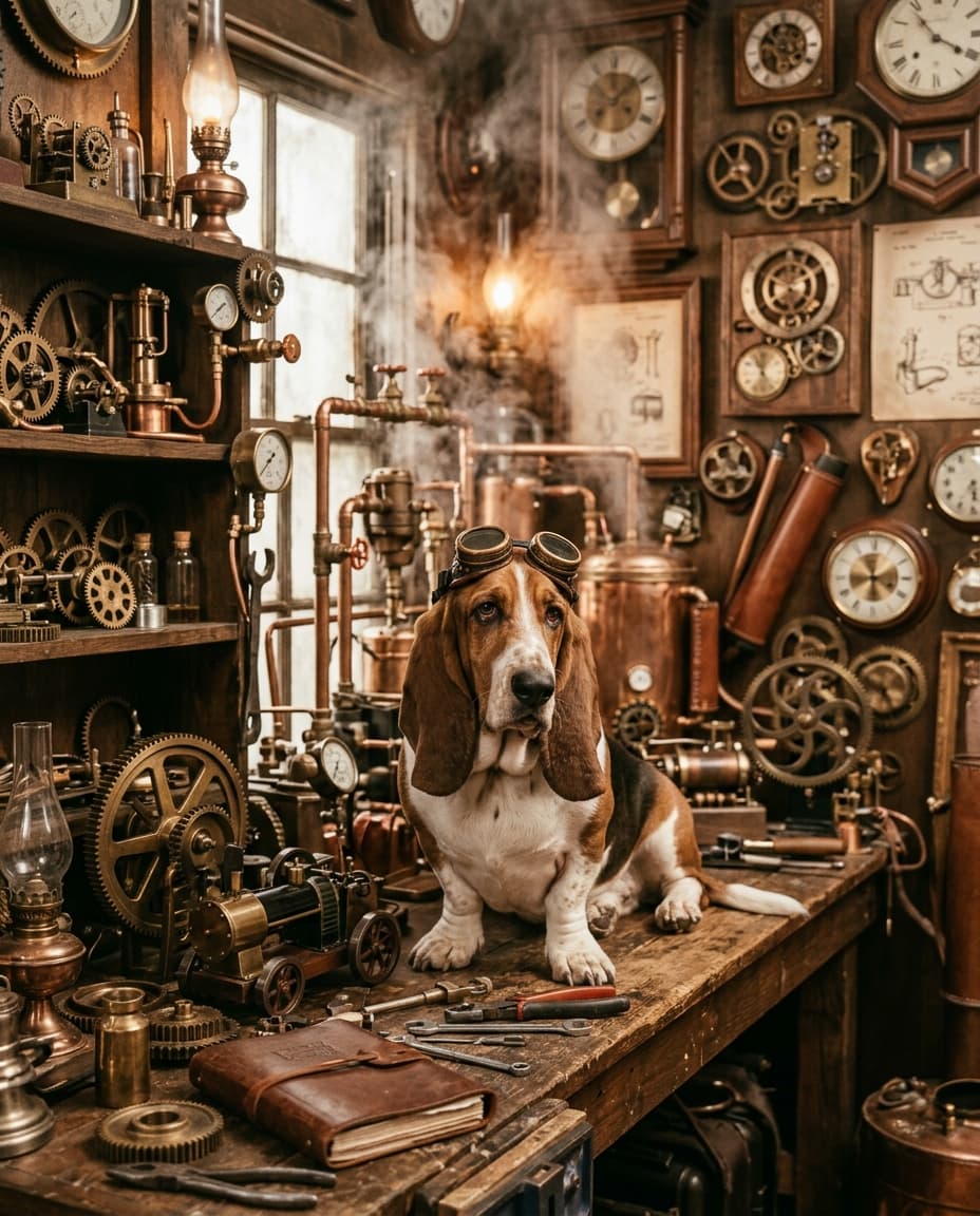Portrait Steampunk victorien d'un chien