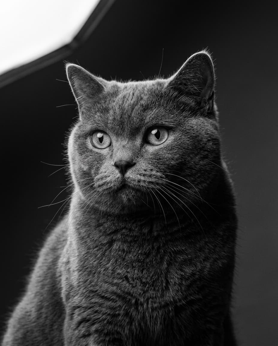 Portrait Studio noir et blanc d'un chat