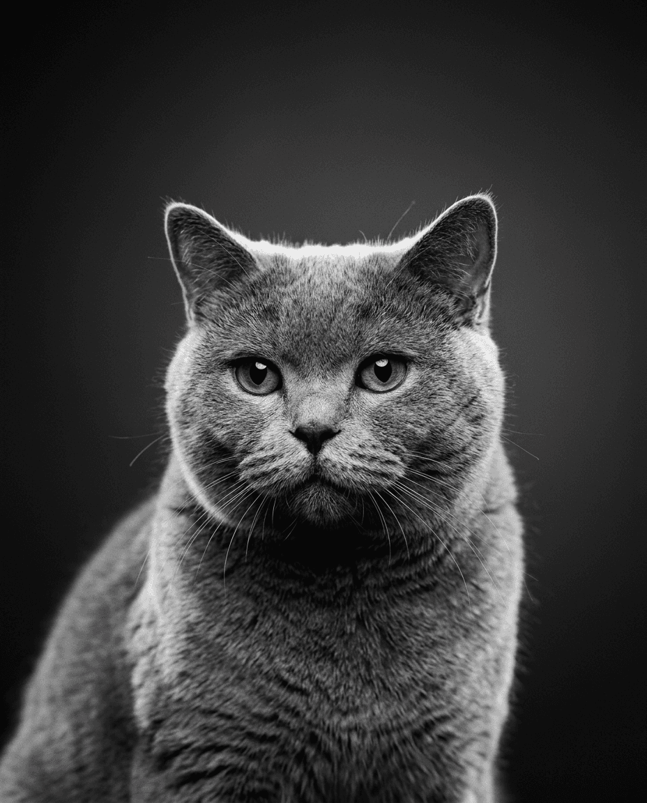 Portrait Studio noir et blanc d'un chat