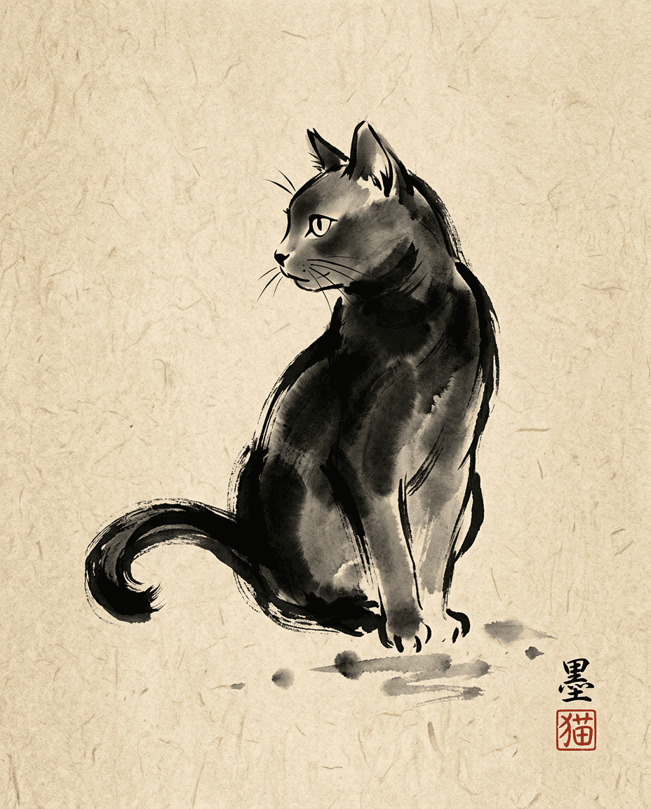 Chat Encre Sumi-e