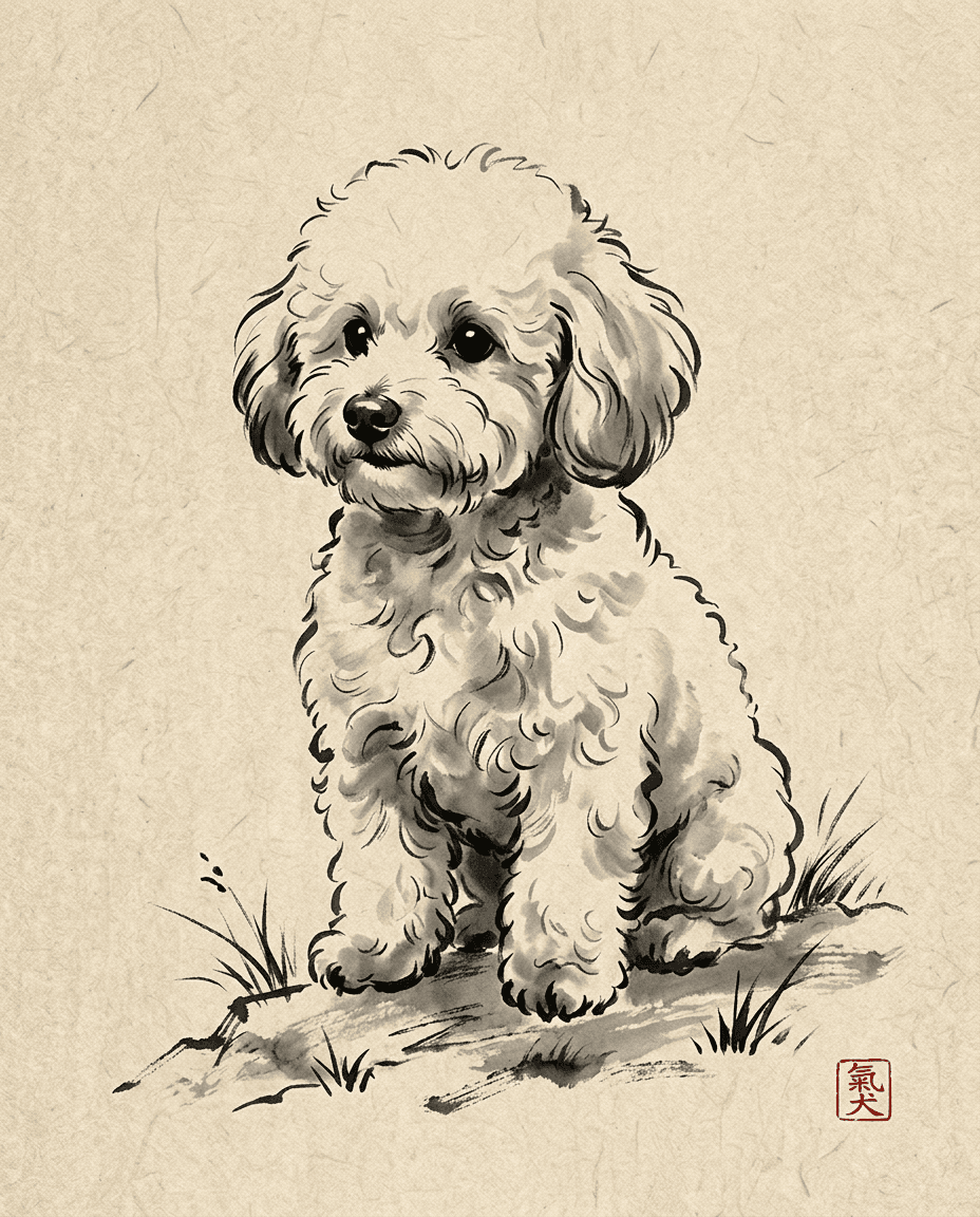 Portrait Encre Sumi-e d'un chien