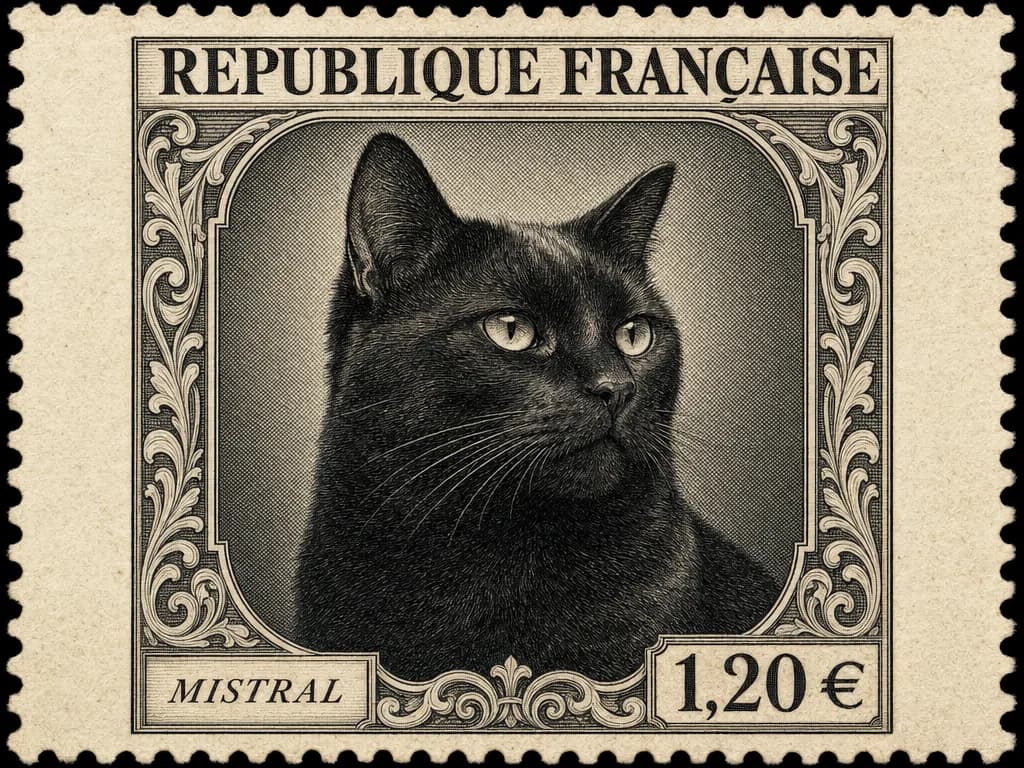 Chat Timbre-poste français