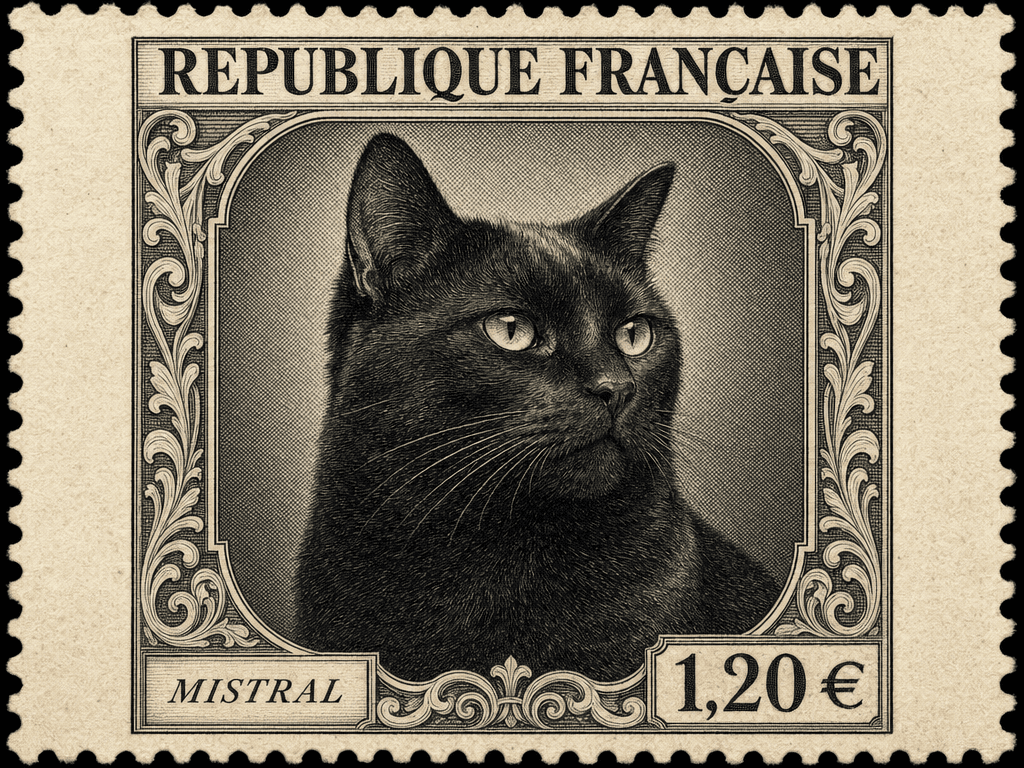 Chat Timbre-poste francais