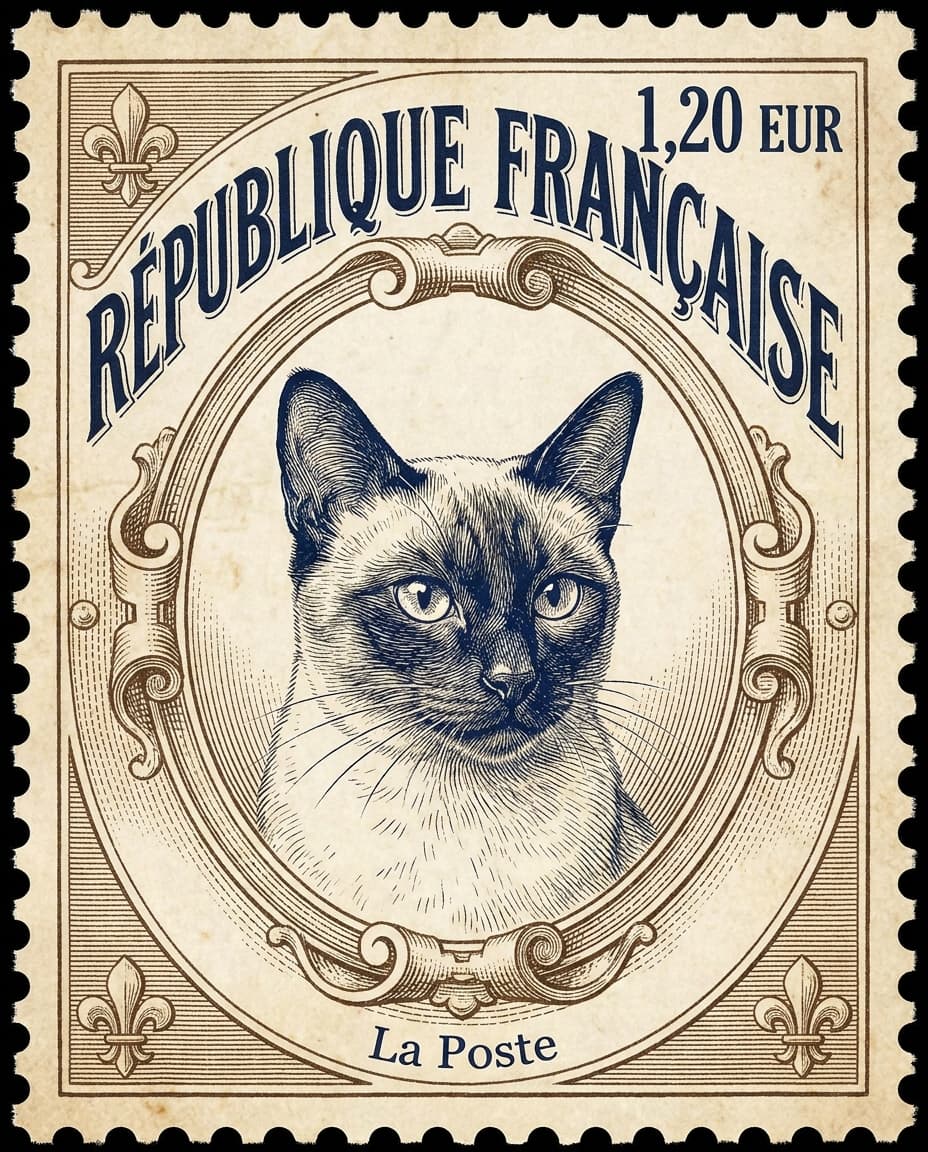 Chat Timbre-poste francais