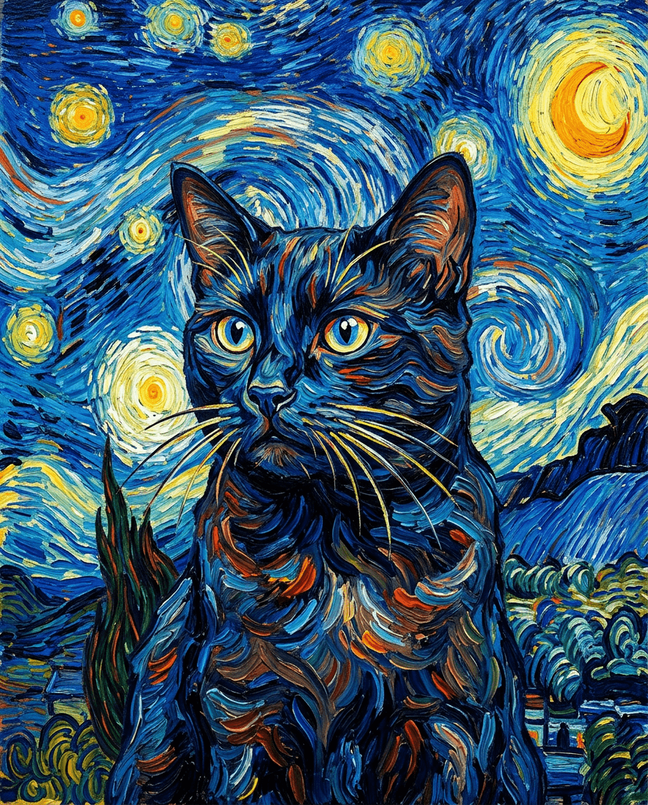 Portrait Van Gogh d'un chat