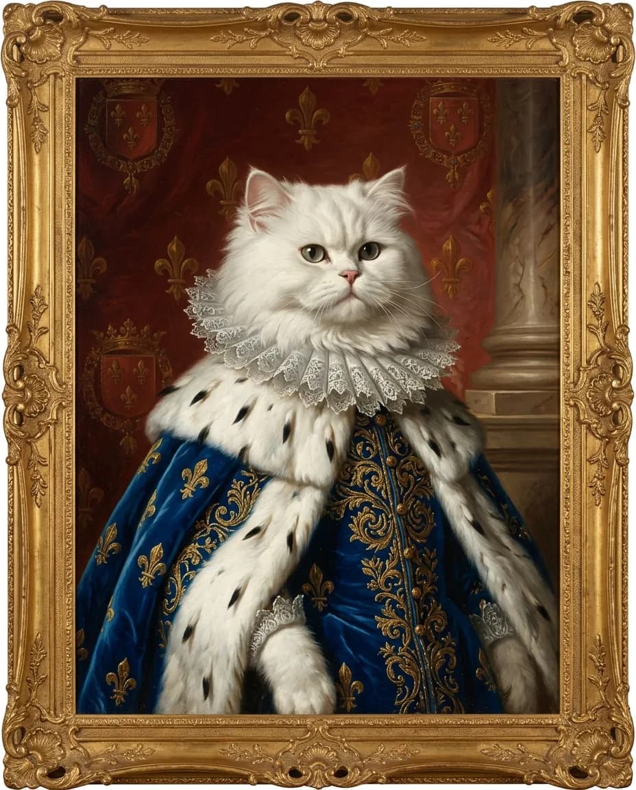 Portrait Versailles d'un Persan blanc, exemple de notre catalogue chat
